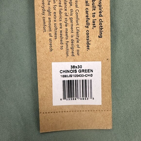 Tailor Vintage Mens Slim Fit Chinos Green Pants 38x30 Stretch Fabric - Picture 2 of 9